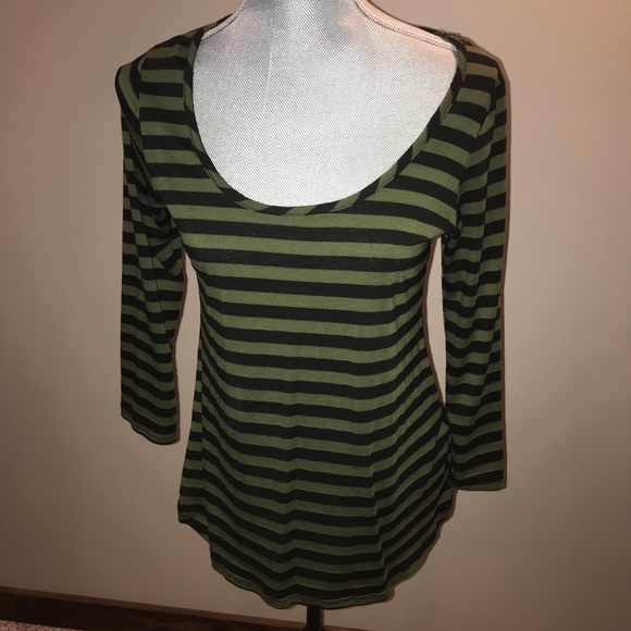 Green striped top. Medium - Picture 1 of 2
